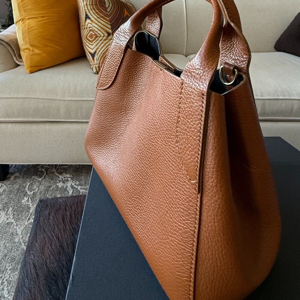 BUTTERSCOTCH PEBBLED LEATHER HANDBAG